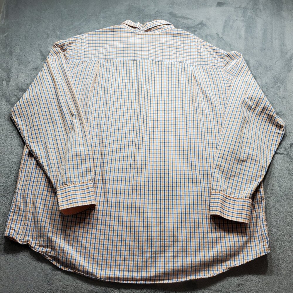 Izod Long Sleeve Button Down Plaid Shirt 1 Pocket Orange Blue White Men Sz 3XLT - Picture 2 of 11